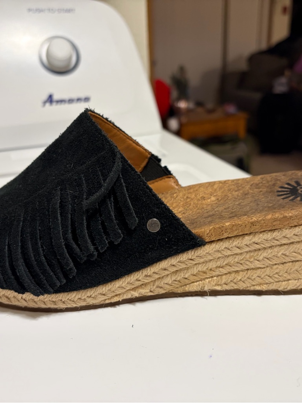 UGG suede fringe wedge espadrille sandals - Picture 2 of 5